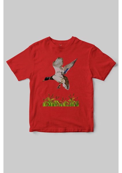 Özel Dağcılık Avcılık Tasarımlı Yeşilbaş ve Doğa Temalı Regular Fit %100 Pamuk T-Shirt