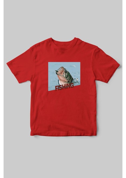 Fishing Balıkçıklık, Deniz Balık Avcılığı Regular Fit %100 Pamuk Bisiklet Yaka Hunter T-Shirt