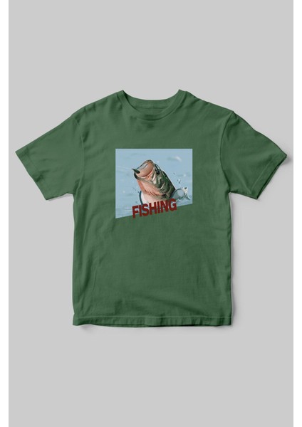 Fishing Balıkçıklık, Deniz Balık Avcılığı Regular Fit %100 Pamuk Bisiklet Yaka Hunter T-Shirt