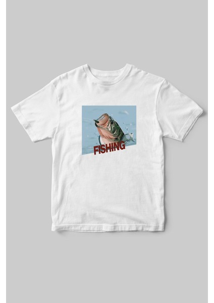 Fishing Balıkçıklık, Deniz Balık Avcılığı Regular Fit %100 Pamuk Bisiklet Yaka Hunter T-Shirt