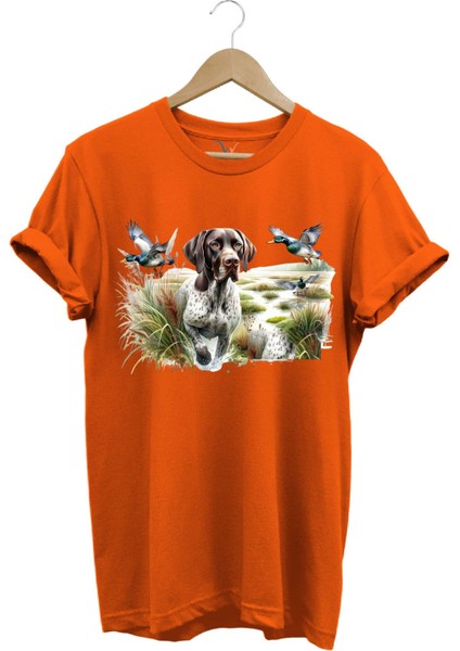 Avcılık Av Köpeği ve Ördek Hunter Kamuflaj Doğa Ağaç Baskılı Regular Fit T-Shirt