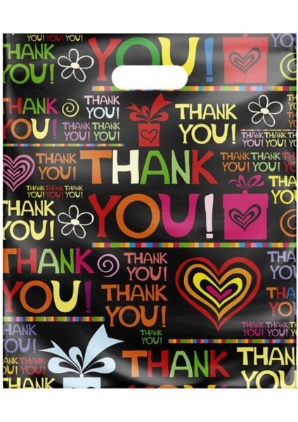 3 No (33*45) Takviyeli El Geçme Poşet Thank You Desenli 50 Adet