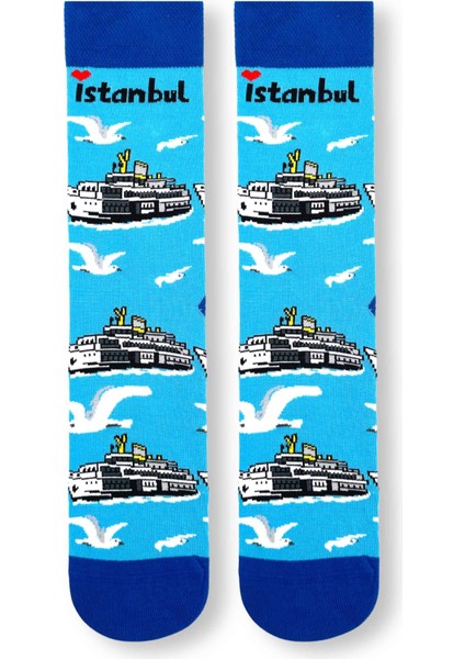 5'li Istanbul Tema Desenli Renkli Çorap Seti
