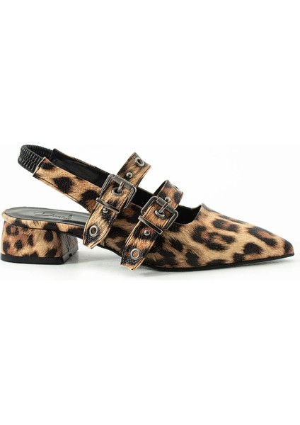 Shoes Laden Leopar Desenli Düz Ayakkabı Babet