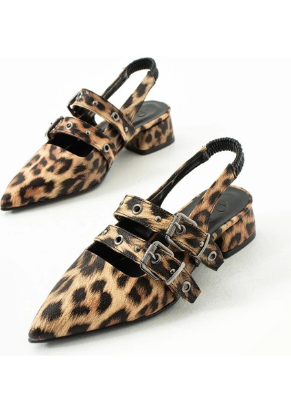 Shoes Laden Leopar Desenli Düz Ayakkabı Babet