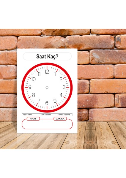Saat Kaç Saat Öğren Çocuk Türkçe Eğitim Yaz-Sil Pvc Kaplı Poster 30X42 cm