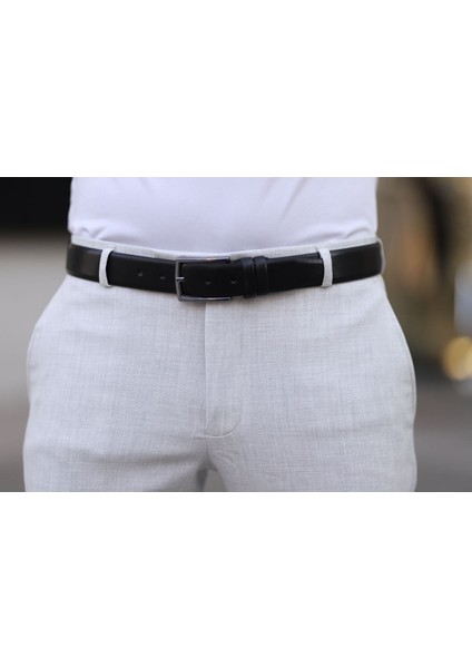 Siyah Suni Deri Erkek Kemer Metal Tokalı Klasik Kumaş Pantolon kemeri 3,5 cm modelleri
