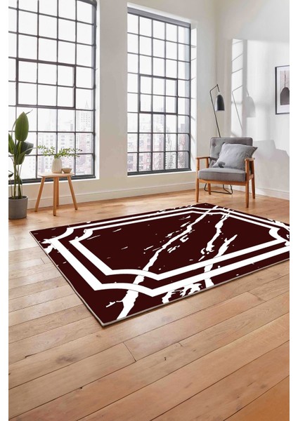 Baskılı Mermer Zemin Motifli Kaymaz Yıkanabilir Yolluk Mutfak Salon Halısı, Mermer-64-Bordo, indirimleri