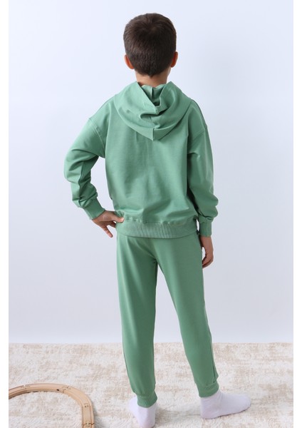 Erkek Çocuk Kapşonlu Eşofman Takımı 4 Mevsim Wolf Baskılı Ribanalı F12 fırsatları