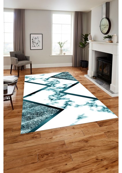 Baskılı Mermer Çapraz Çizgi Detay Kaymaz Yıkanabilir Yolluk Mutfak Salon Halısı, Mermer-32-Turkuaz, fiyatları