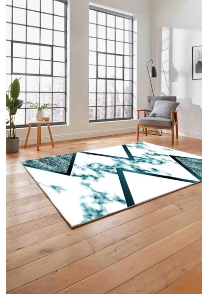 Baskılı Mermer Çapraz Çizgi Detay Kaymaz Yıkanabilir Yolluk Mutfak Salon Halısı, Mermer-32-Turkuaz, indirimleri