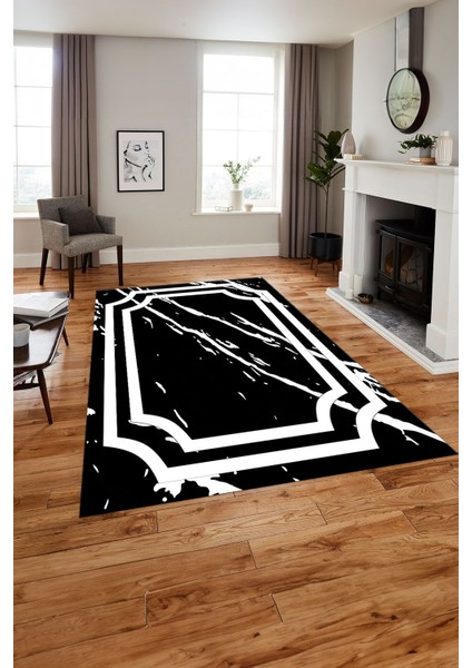 Baskılı Mermer Zemin Motifli Kaymaz Yıkanabilir Yolluk Mutfak Salon Halısı, Mermer-64-Siyah, fiyatları