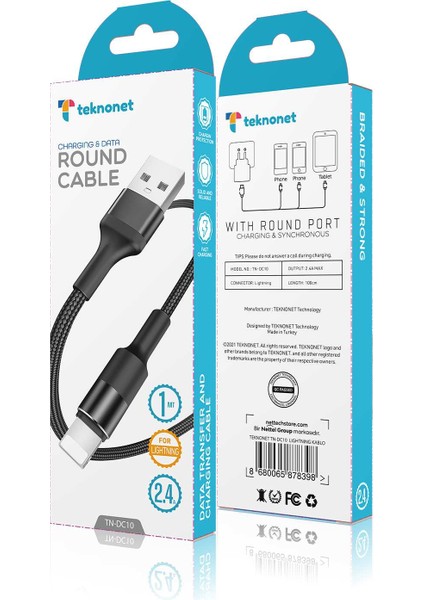 İp Örgü 100 cm Hızlı Şarj Lightning Şarj ve Data Kablosu (Siyah) fiyatları