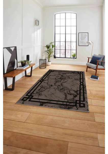 Baskılı Mermer Model Dekoratif Kaymaz Yıkanabilir Yolluk Mutfak Salon Halısı, Mermer-66-Vizon,