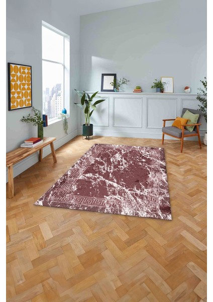 Baskılı Mermer Klasik Modern Kaymaz Yıkanabilir Yolluk Mutfak Salon Halısı, Mermer-80-Pembe, modelleri