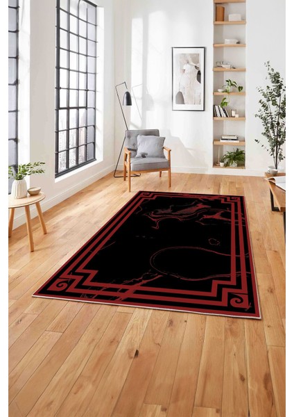 Dijital Baskılı Mermer Desen Kaymaz Yıkanabilir Yolluk Mutfak Salon Halısı, Mermer-63-Bordo, fırsatları