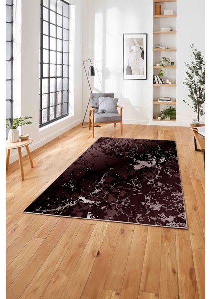 Baskılı Mermer Zemin Sade Modern Kaymaz Yıkanabilir Yolluk Mutfak Salon Halısı, Mermer-55-Bordo, fırsatları