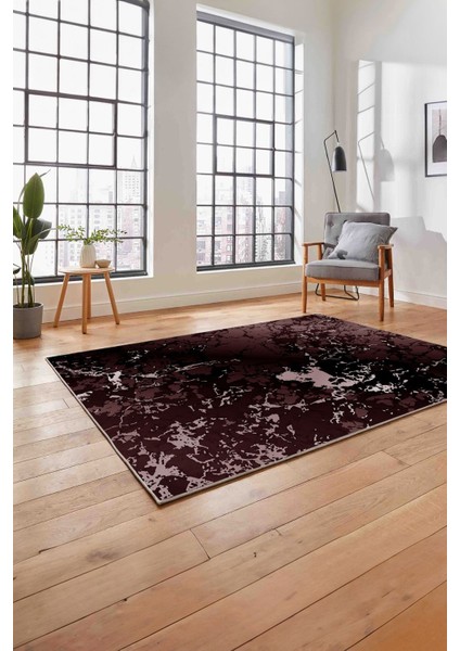 Baskılı Mermer Zemin Sade Modern Kaymaz Yıkanabilir Yolluk Mutfak Salon Halısı, Mermer-55-Bordo, indirimleri