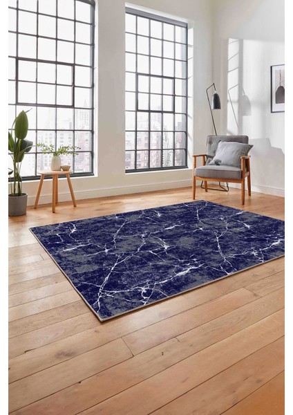 Dijital Baskılı Mermer Zemin Sade Kaymaz Yıkanabilir Yolluk Mutfak Salon Halısı, Mermer-54-Lacivert, indirimleri