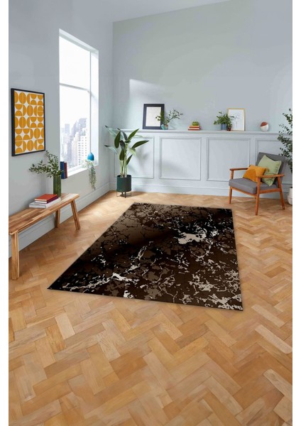 Baskılı Mermer Zemin Sade Modern Kaymaz Yıkanabilir Yolluk Mutfak Salon Halısı, Mermer-55-Kahve, modelleri