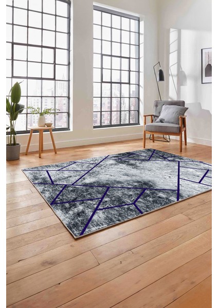 Baskılı Mermer Geometrik Desenli Kaymaz Yıkanabilir Yolluk Mutfak Salon Halısı, Mermer-56-Lacivert, indirimleri