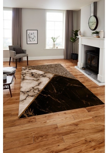 Baskılı Mermer Zeminli Kaymaz Yıkanabilir Yolluk Mutfak Salon Halısı, Mermer-57-Kahve, fiyatları