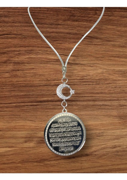 Çelik Ayetel Kürsi Nazar Ayeti Parlak Taşlı Hilal Araba Dikiz Ayna Süsü, Gümüş Renkli Araba Hediyesi fiyatları