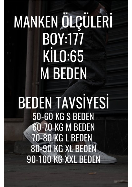 Erkek Jogger Kargo Cepli Kot Pantolon - Lastikli Bel ve Paça, Yıkamalı Denim