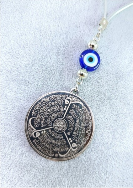 Çelik Çift Taraflı Ayetel Kürsi Felak Nas Ihlas Araba Dikiz Ayna Süsü, Nazar Boncuklu Araba Hediyesi fırsatları