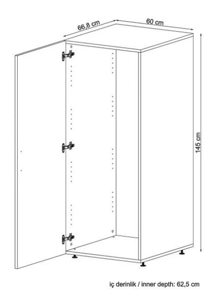 Çok Amaçlı Mutfak Dolabı ,banyo Dolabı ,kiler Dolabı , 5 Gözlü Tek Kapaklı Dolap , Boy Dolabı 145 cm