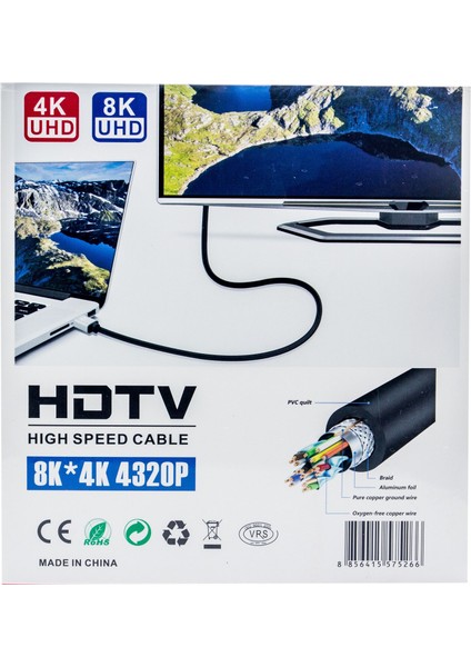 10M HDMI Kablosu 4K 60Hz, 8k, 4K 120Hz Destekli Altın Kaplama Konektör Dayanıklı Pvc fiyatları