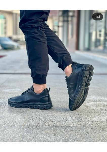 1012 Siyah Cilt Hakiki Deri Erkek Sneakers modelleri