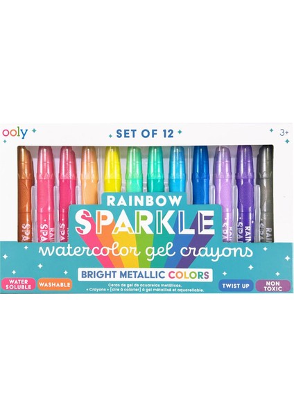 Ana Renkler Ooly Rainbow Sparkle Sulu Boya Efektli 12’li Metalik Jel Boya