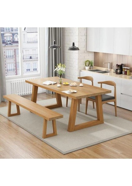 Lykia Doğal Ahşap Kalın Ahşap Ayaklı Yemek Masası fiyatları