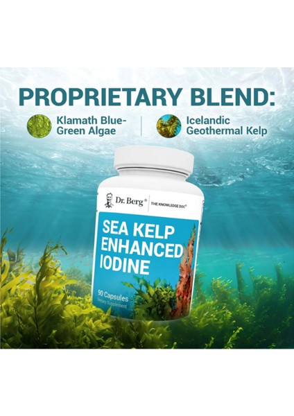Sea Kelp Enhanced Iodine - 200 Mcg Of Premium Iodine - Seaweed Blend Includes Klamath Blue-Green Algae & Sea Kelp - 90 Capsules indirimleri