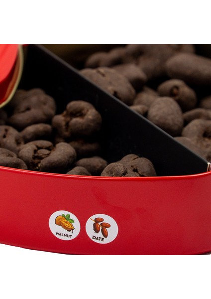 Şeker İlavesiz, Glütensiz, Vegan Mix Bitter Çikolata - Büyük Kalp Metal Kutu, 400 gr modelleri