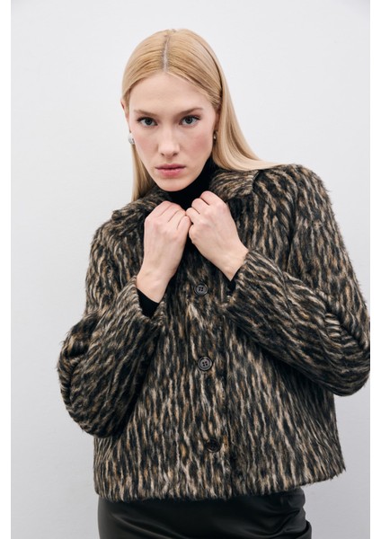 Leopar Desenli Kısa Ceket - Leopar