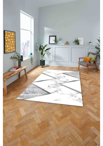 Baskılı Mermer Çapraz Çizgi Detaylı Kaymaz Yıkanabilir Yolluk Mutfak Salon Halısı, Mermer-32-Gri, modelleri