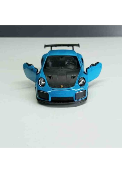 1:36 Ölçek Porsche 911 Gt2 Rs// Çek-Bırak 12 cm Metal Araba Mavi