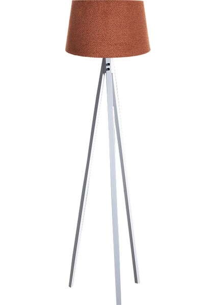 Düz 3 Ayak Tripod Lambader Abajur Köşe Lambası Ahşap Beyaz Ağaç Dekor Lamba Aplik Masif Doğal