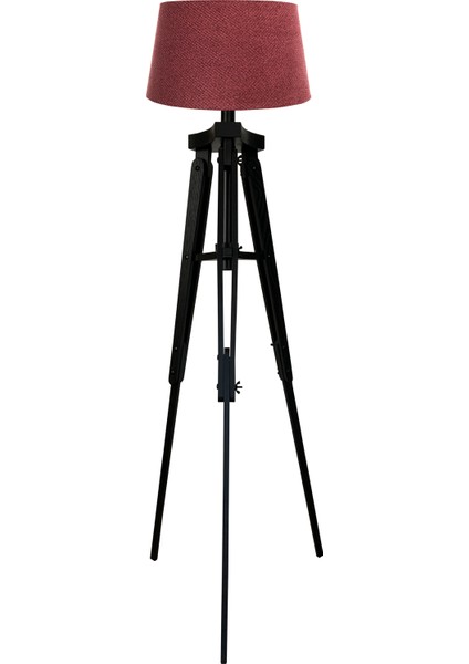 Piega Tripod Lambader Abajur Köşe Lambası Aydınlatma Ahşap Siyah Ağaç Country Masif Doğal