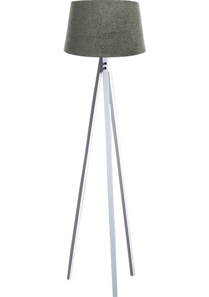Düz 3 Ayak Tripod Lambader Abajur Köşe Lambası Ahşap Beyaz Ağaç Dekor Lamba Aplik Masif Doğal