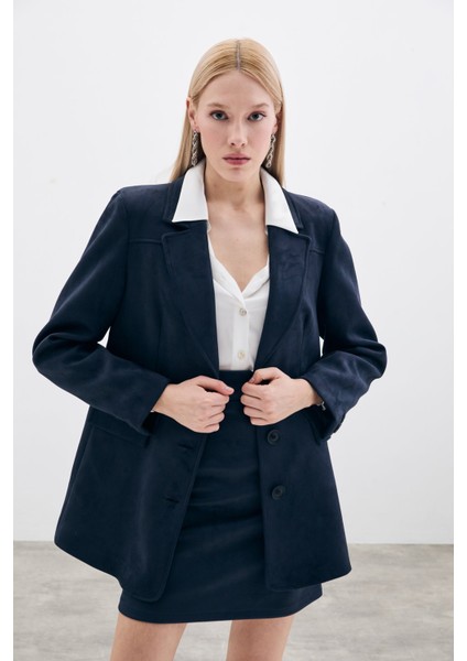 Düğmeli Süet Ceket - Lacivert fiyatları