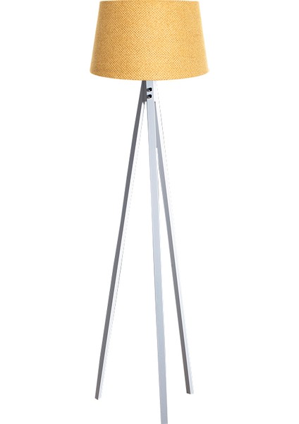 Düz 3 Ayak Tripod Lambader Abajur Köşe Lambası Ahşap Beyaz Ağaç Dekor Lamba Aplik Masif Doğal