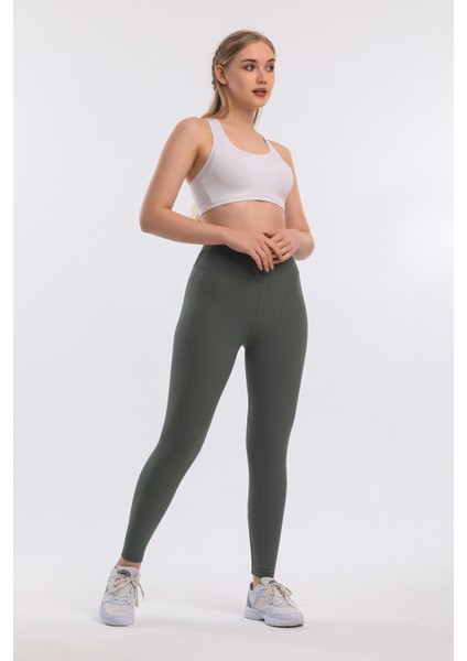 Kadın Yeşil Içi Polarlı Lastikli Şardonlu Fitilli Toparlayıcı Interlok Kışlık Örme Tayt fiyatları