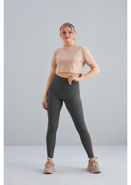 Kadın Gri Içi Polarlı Lastikli Şardonlu Fitilli Toparlayıcı Interlok Kışlık Örme Tayt fiyatları