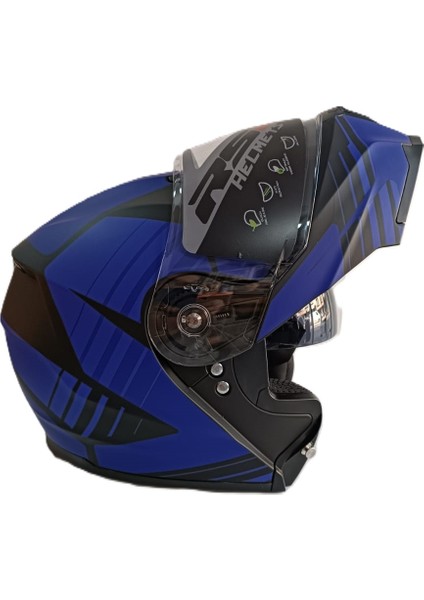 Kask Çene Açılır Vizörlü Mavi-Siyah Rs2 Ece 2206 Belgeli Xl Beden