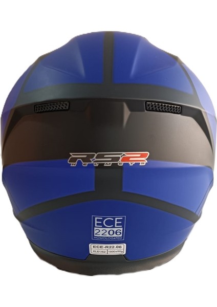 Kask Çene Açılır Vizörlü Mavi-Siyah Rs2 Ece 2206 Belgeli Xl Beden