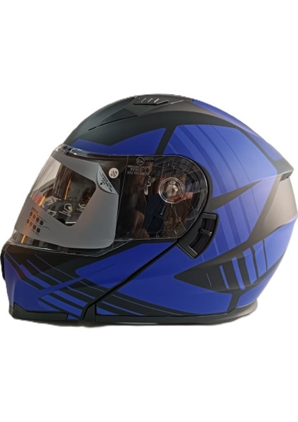 Kask Çene Açılır Vizörlü Mavi-Siyah Rs2 Ece 2206 Belgeli Xl Beden