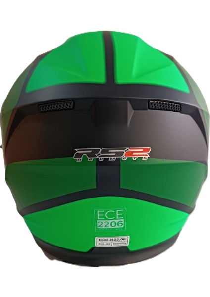 Kask Çene Açılır Vizörlü Yeşil-Siyah Rs2 Ece 2206 Belgeli Xl Beden